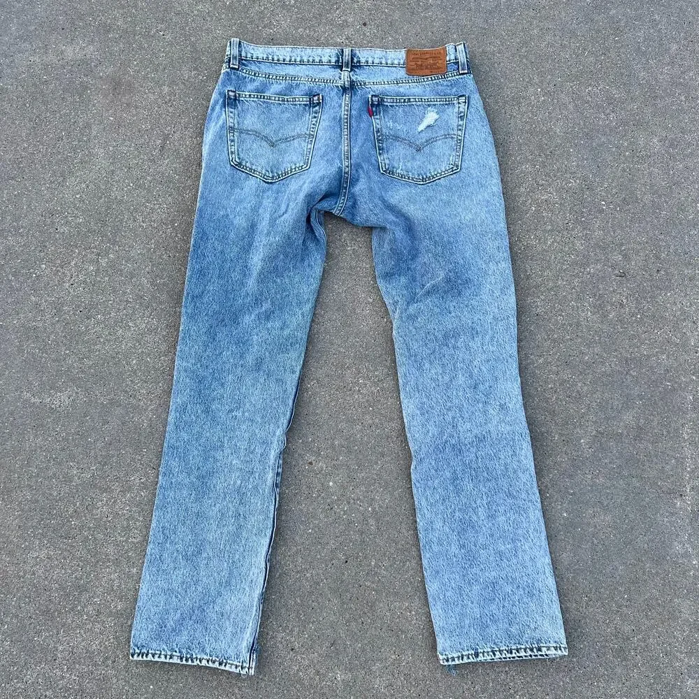 Levi's 511 Slim Fit Premium Jeans American Flag Patch Distressed Peekaboo 36x34